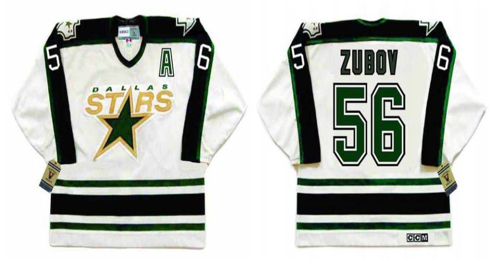 2019 Men Dallas Stars #56 Zubov White CCM NHL jerseys->dallas stars->NHL Jersey